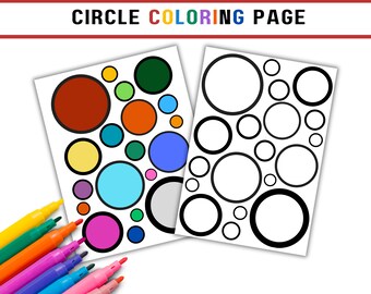 Circle Coloring Page, Simple Coloring Page, Easy Coloring Page for Kids Adults, Relaxing Easy Pattern Coloring, Beginner Coloring