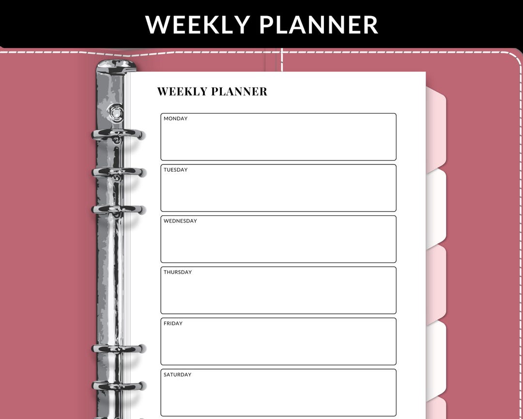 Weekly Planner for A5 Journal, Printable Weekly Organizer for A5 ...