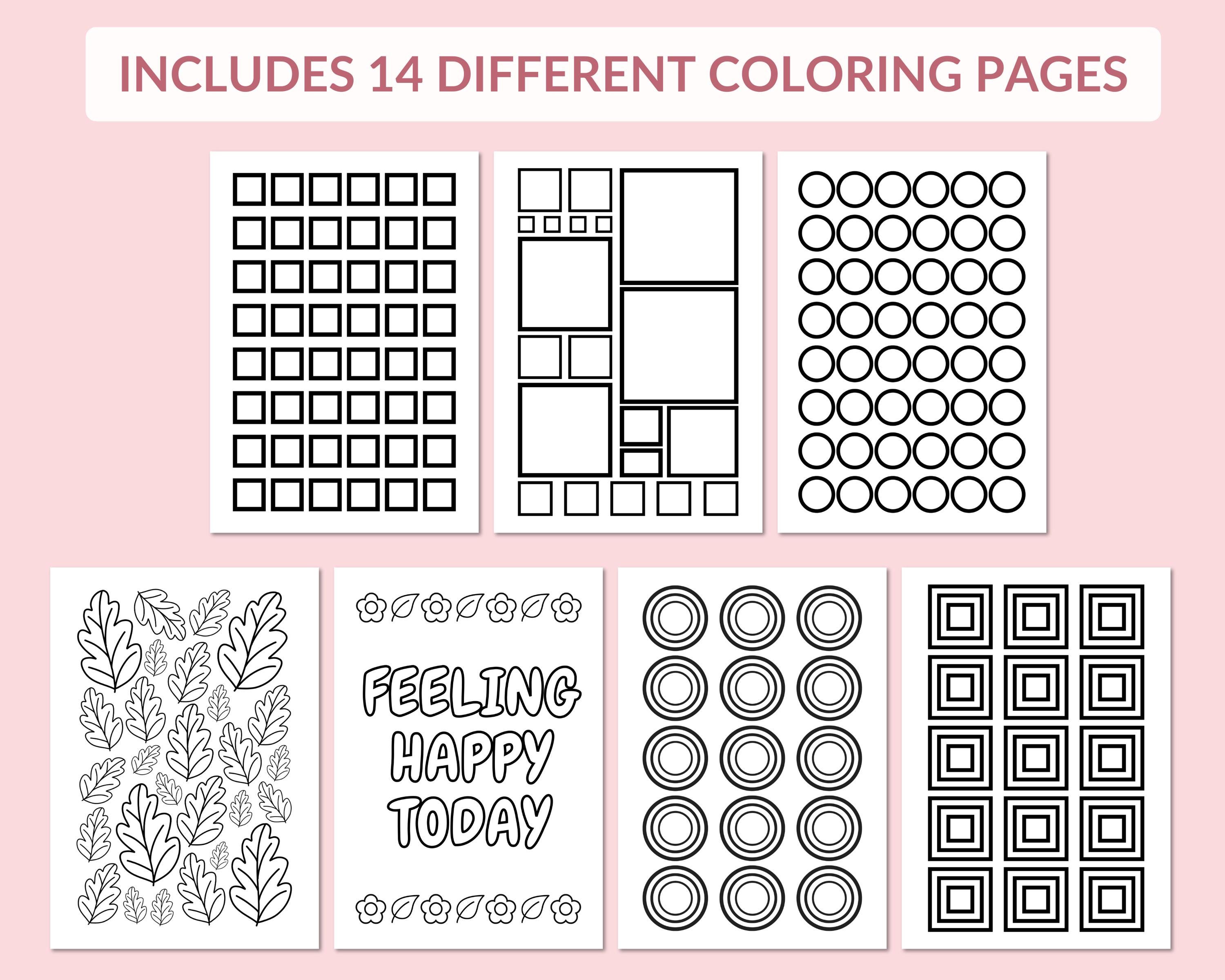 Simple Journal Coloring Pages A5 Journal Coloring Page Bundle, Simple Adult Coloring (PDF Pattern ...