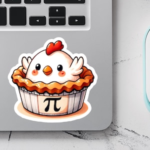 Sticker poulet pot Pi, tourte au poulet, sticker prof de maths, cadeau de rentrée pour prof de maths, vie de prof, sticker prof STEM