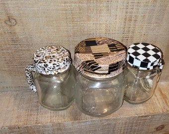 Decorative mason jar handmade crafts zebra cheetah tribal set of 3
