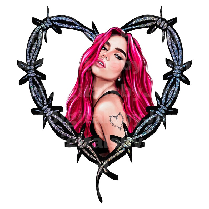 HAND DRAWN Karol G Bichota Red Hair Png New Karol G Hair Etsy UK