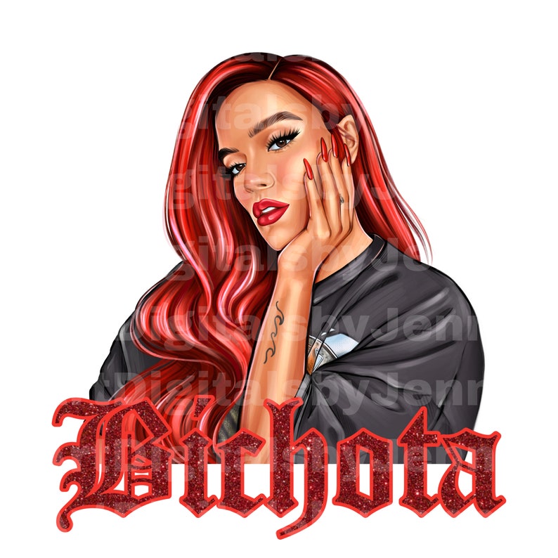 Buy HAND DRAWN Karol G Bichota Red Hair Png New Karol G Hair Online In 
