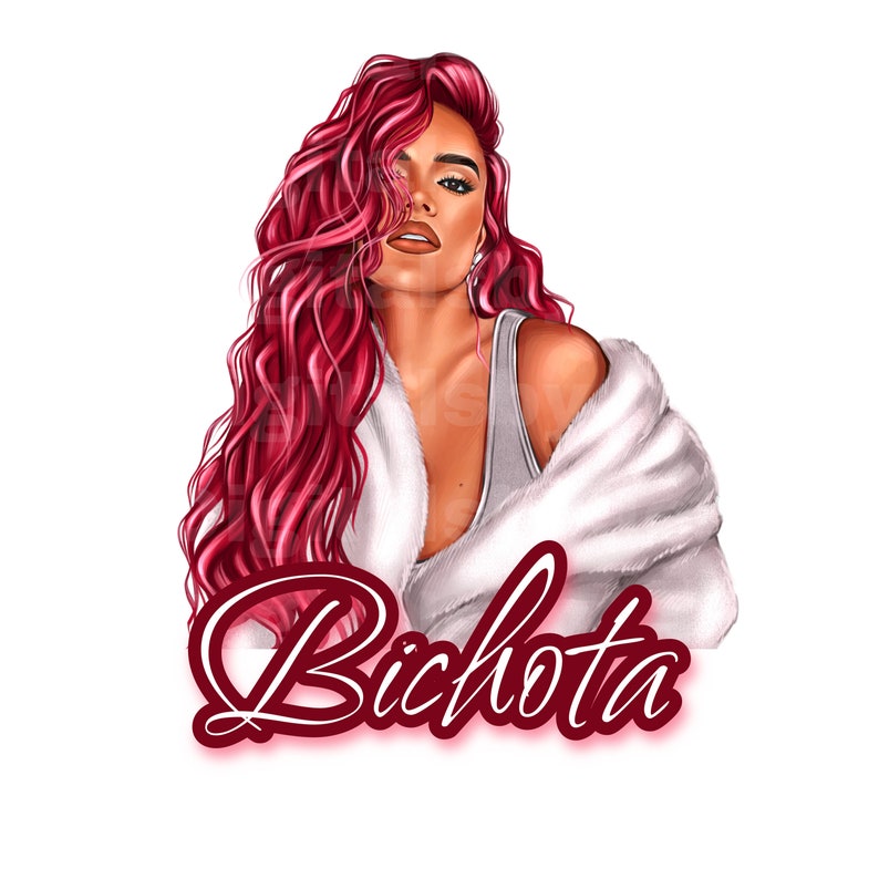 HAND DRAWN Karol G Bichota Red Hair Png Karol G New Red Hair Etsy 