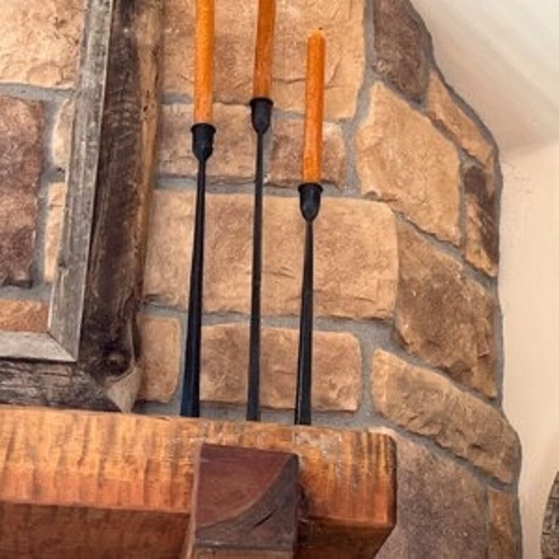 Tall Cast Iron Taper Candle Holdersset of Three Etsy