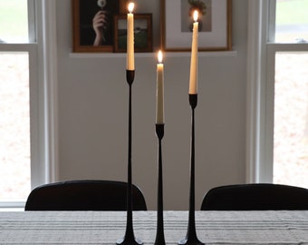 Tall Cast Iron Taper Candle Holders~Set of Three