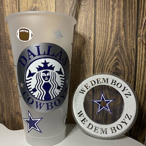 Dallas Cowboys Cold Cup | Cowboys Venti Cup| Reusable Cold Cup | 24 oz Cowboys Cup