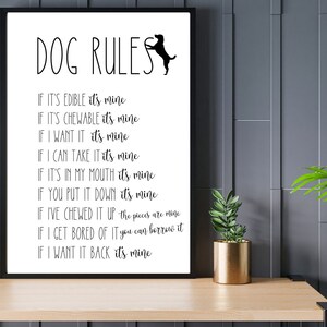 Personalised Dog Rules Sign Unframed Art Print Dog Room Decor Dog Lover