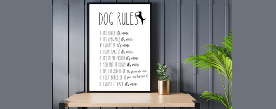 Dog Rules Sign Art Print Funny Dog Wall Art Personalised - Etsy UK