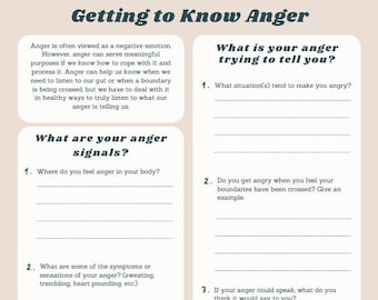 Getting to Know Anger Worksheet