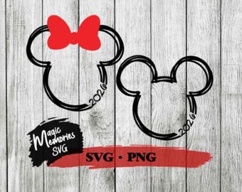Mickey and Minnie Lined Head 2026 SVG PNG (Digital Download)