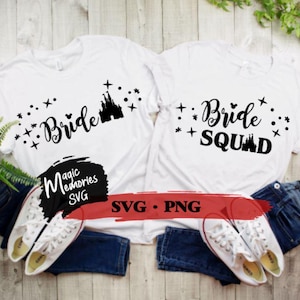 SVG Castle Bride e squadra di spose, download digitale SVG e PNG, file di taglio, matrimonio, sposa, squadra sposa Topolino, Minnie