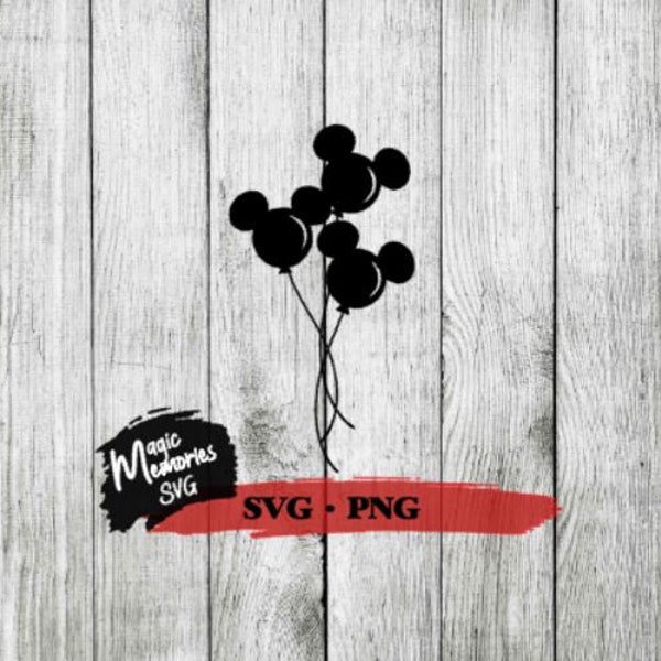 SVG, balloons mickey   Digital Download, PNG and SVG cut file, minnie, mickey digital download, family trip