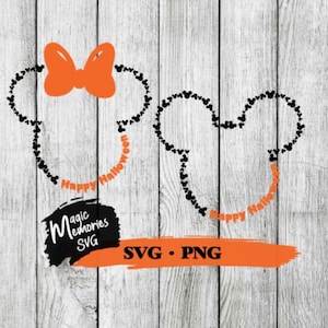 Mickey and Minnie Happy Halloween  Digital Download SVG and PNG cut file, minnie, mickey halloween svg, family trip