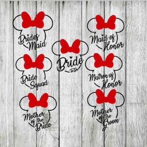 SVG Minnie Braut und Brautkader, SVG und PNG, Schneidedatei, Hochzeit, Braut, Team Braut Mickey, Minnie, Trauzeugin, Braut zu sein