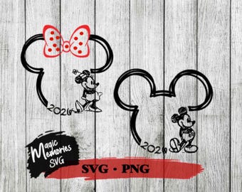 Mickey & Minnie 2026 Head SVG, PNG Cut File (Digital Download)