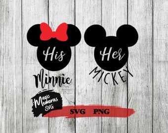 His Minnie Her Mickey Digital Download SVG and PNG cut files, minnie, mickey