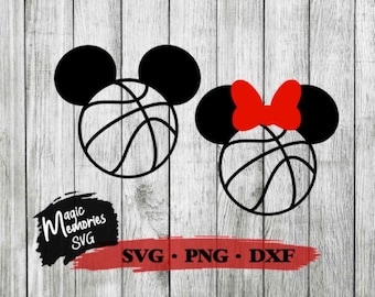 Téléchargement numérique de basket-ball Mickey et Minnie Fichier coupé SVG, PNG et DXF, minnie, mickey, premier voyage en famille