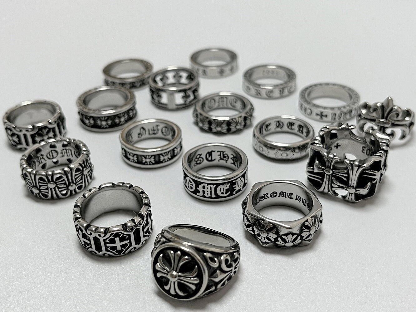 Chrome Hearts Cross Ring, CH 925 Silver Retro Style Rings, Chunky Ring ...