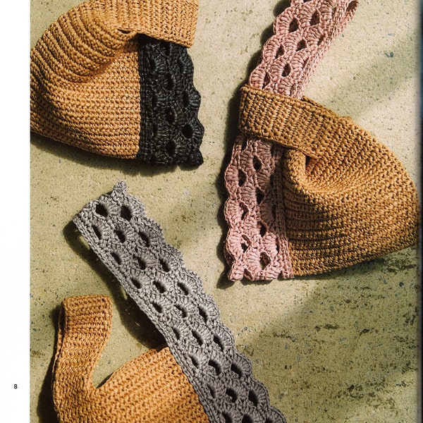 Crochet  Raffia Bag Patterns Japanese Crochet Pattern Crochet Bags Raffia Bags & Knitting PDF Download Handmade bags Crochet Tutorial
