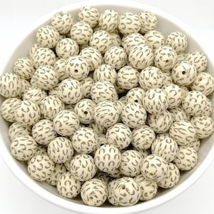 15mm Printed Silicone Beads: Bulk BPA-Free DIY Craft Supplies