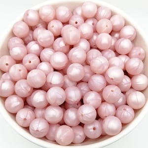 Pink Pearl Silicone Beads 15mm: Food Grade, BPA Free - 50/100 Piece