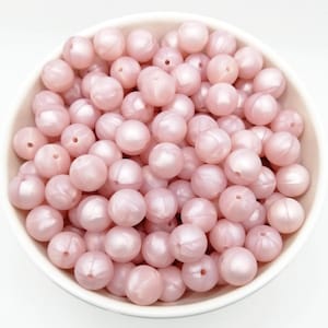 Pink Pearl Silicone Beads 12mm: BPA-Free Food Grade, DIY Jewelry - 50/100 Pcs