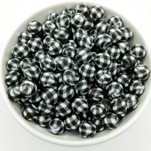 Plaid Silicone Beads: 50 or 100 Piece Bulk Set, Food Grade, BPA Free (12-15mm