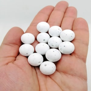 Dotted White Silicone Beads: Food Grade DIY Craft Beads, 12mm-15mm (50/100 Pieces