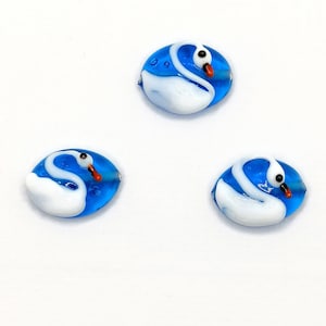 Perles de verre de Murano faites main 20 mm, figurines de perles de Murano faites main, breloque cygne de Murano, perles de verre de Murano. Trousseau en verre de Murano