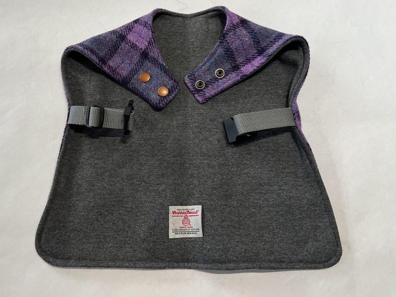 Dog Coat Jacket Hunting MacLeod, Harris Tweed, Bespoke dog wear, made in Adelaide, Australia Grey