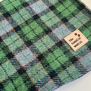 Dog Coat Jacket, Green & Navy check Harris Tweed Wool, Made to Measure in Australia