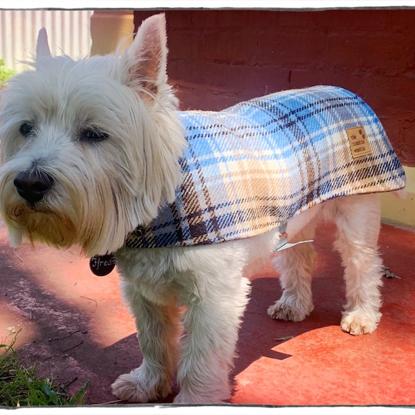 Manteau pour chien, laine Harris Tweed, tartan, vêtements pour chien sur mesure fabriqués en Australie