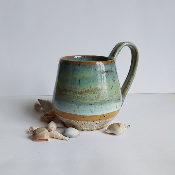 Handmade ceramic mug, Ocean inspired handicrafts, Tea or Coffee cup, Unique pottery, Original artisan gift