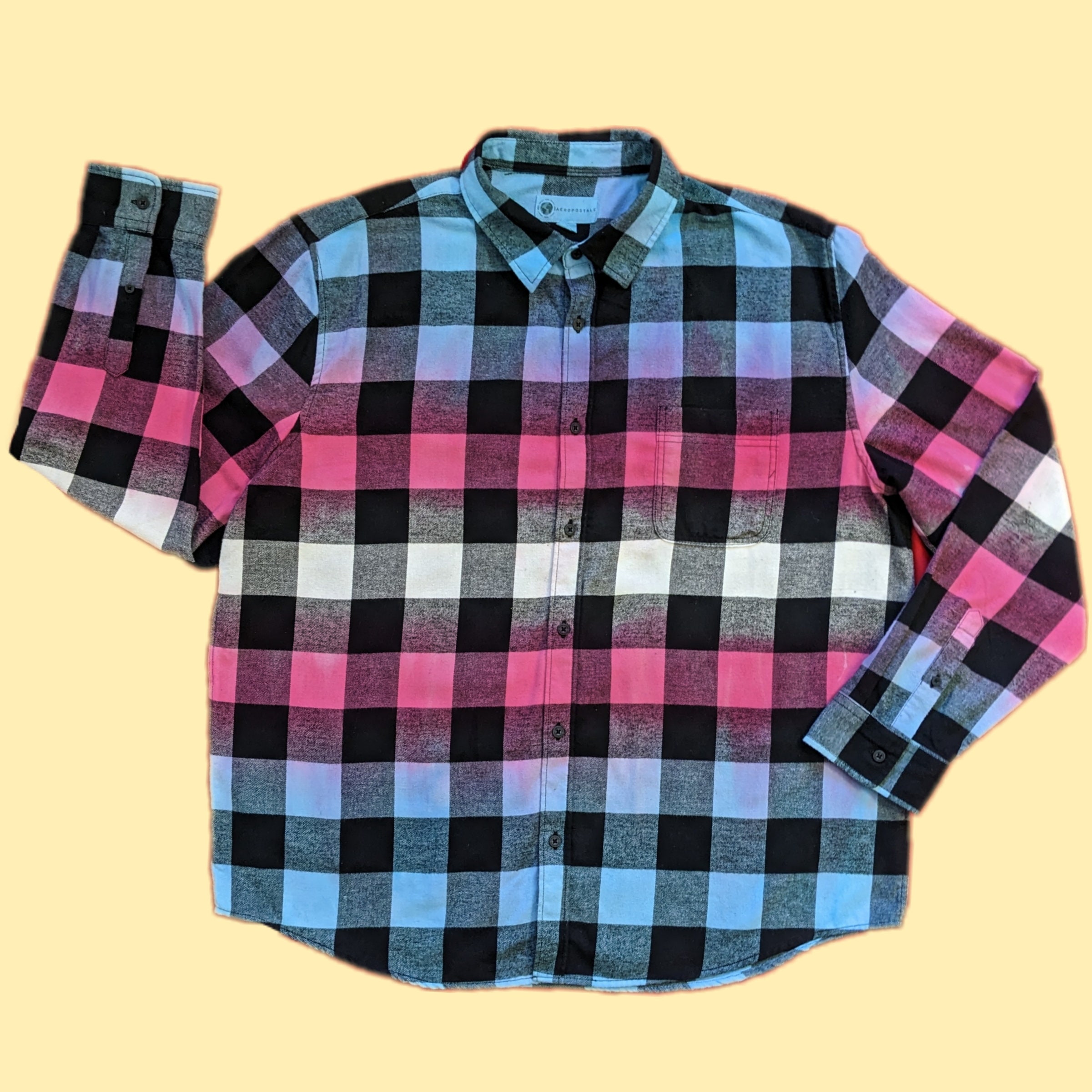Trans Pride Flag Flannel - Custom Tie Dye Hot Pink Blue