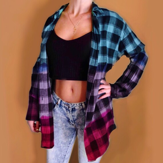 women's purple plaid shirt