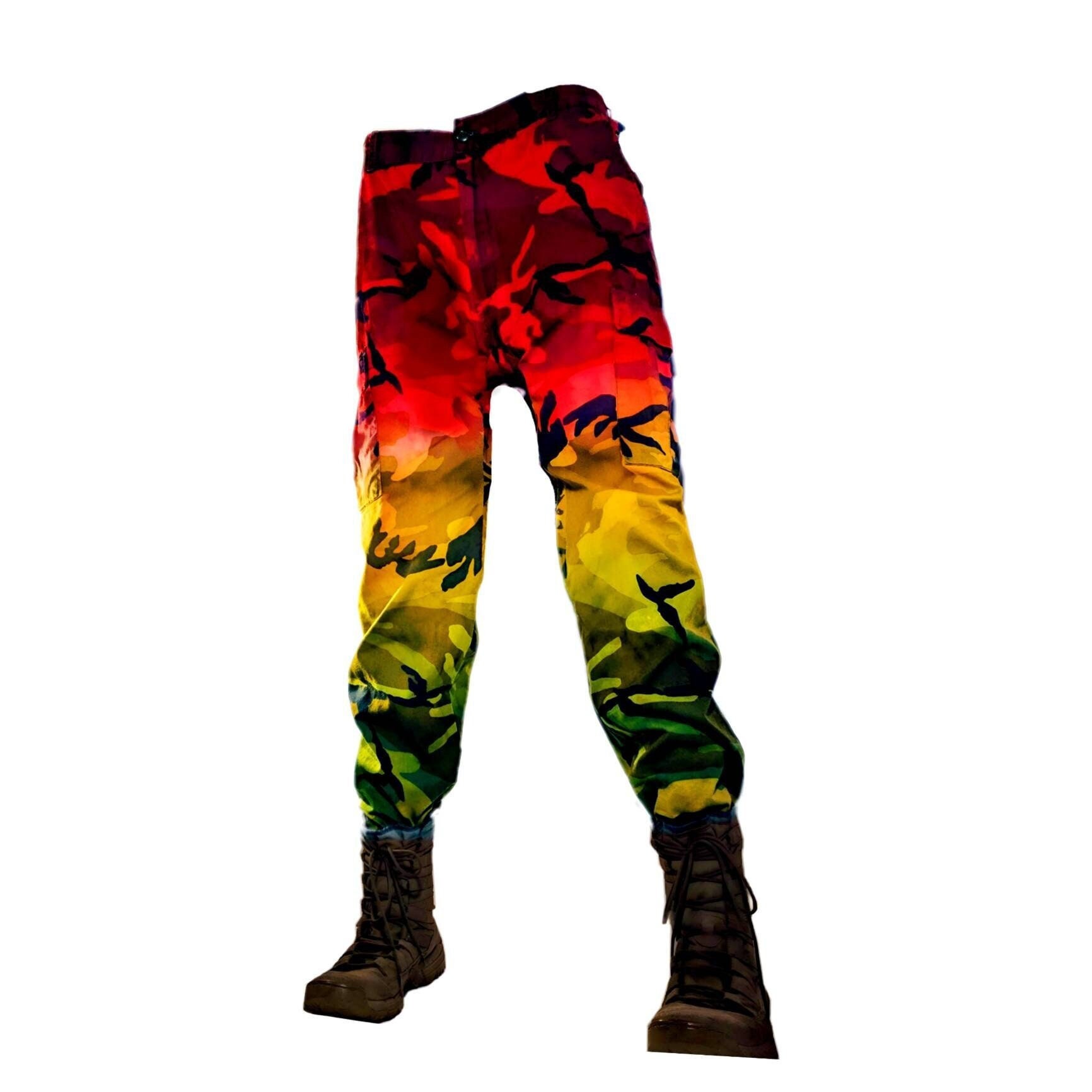 Tie Dye Camo Pants, Men's Festival Dip Dyed Camouflage