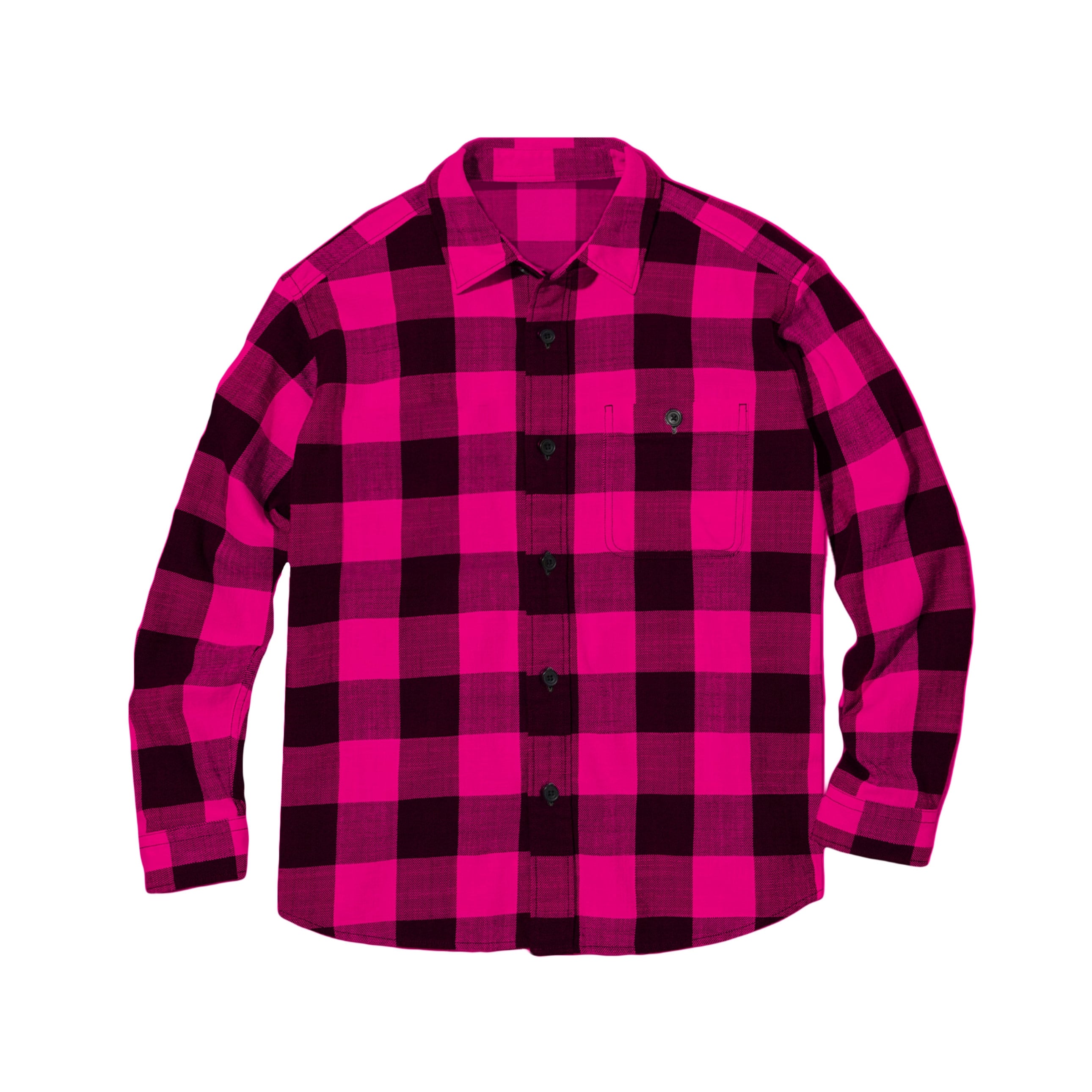Hot Pink Flannel - Bright Neon Pink Buffalo Plaid Shirt