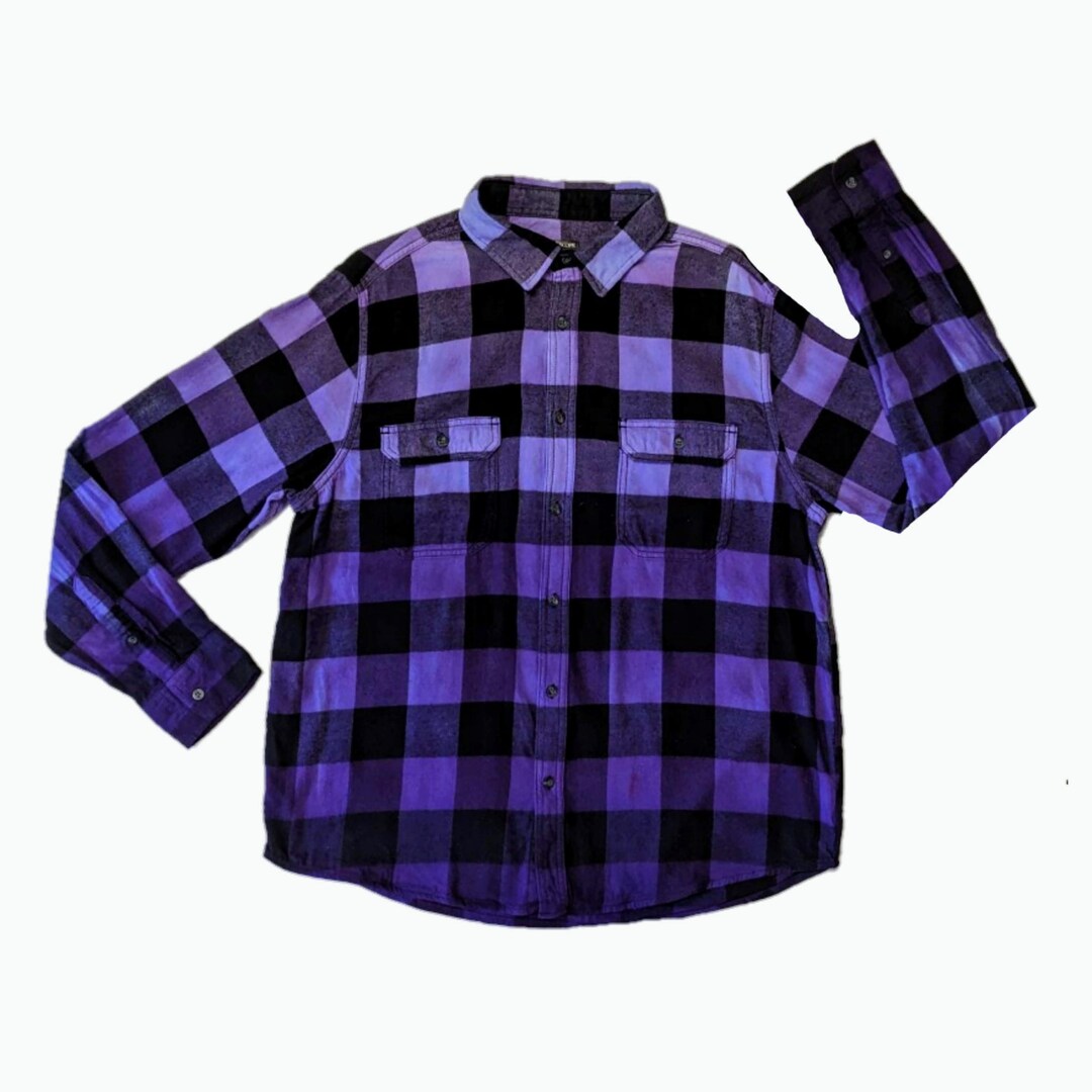 Purple Gradient Flannel Shirt Tie Dye Lilac, Lavender to Dark Purple