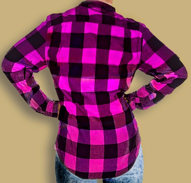 Hot Pink Flannel Bright Neon Pink Buffalo Plaid Shirt Jacket Pink
