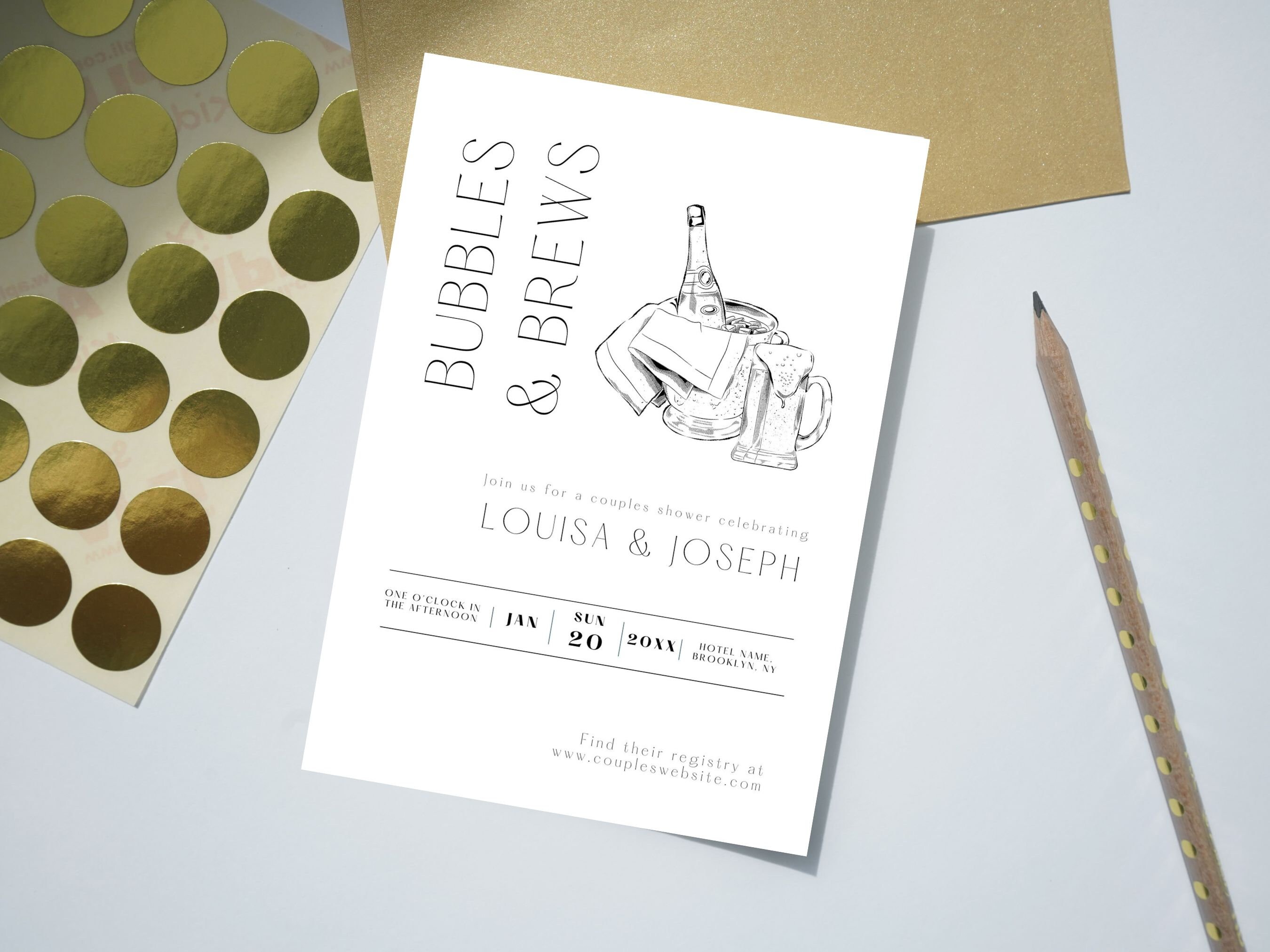 Bubbles and Brews Invitation Template Couples Shower Bubbles Etsy