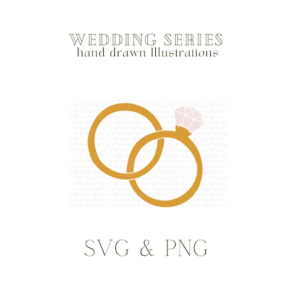 Hand-Drawn Wedding Rings SVG Illustration | Wedding ring | Engagement ring SVG | Wedding clipart | Bride and groom | Wedding DIY