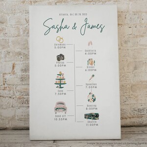 Wedding Day Timeline Sign | Editable Wedding Timeline Sign | Welcome Bag Note | Wedding Timeline Template | Wedding Itinerary | Canva