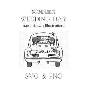 Just Married SVG, Wedding Icon, Wedding Clip art, Vector, Wedding day timeline svg graphic, Vintage Car