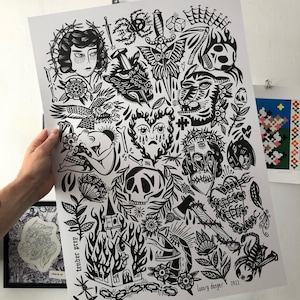 A2 BLACKWORK TATTOO FLASH Print