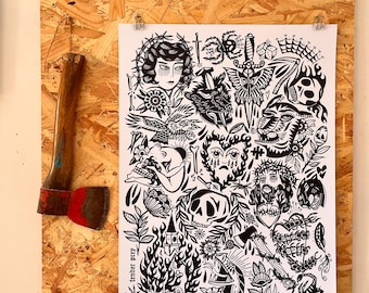 A2 BLACKWORK TATTOO FLASH Print