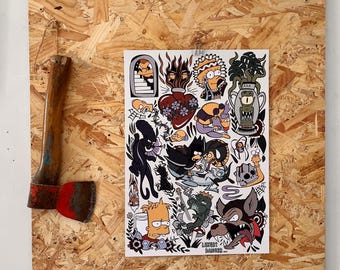 A3 SIMPSONS HALLOWEEN Color Flash Tattoo Print Vol 2