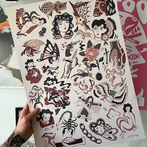 A2 BLACKWORK TATTOO FLASH Print