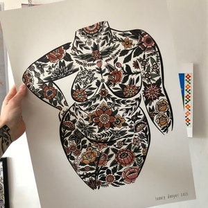 TRADITIONAL FLOWER TATTOO print