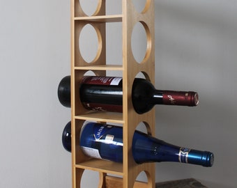 Wine rack Wood wine storage Countertop wine rack Holds up to 5 bottles READY TO SHIP